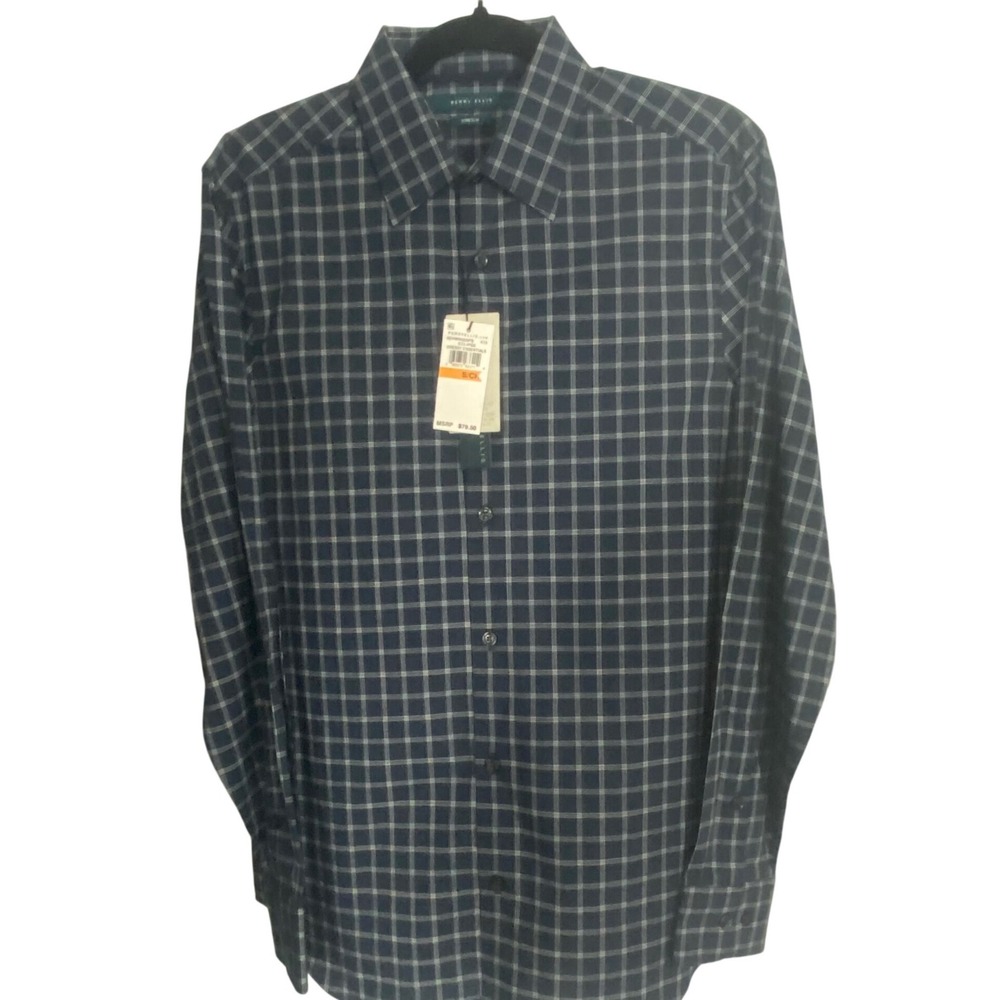 Perry Ellis Mens Stretch Dressy Essentials Eclipse Check Shirt 4EHW4065PS. Small